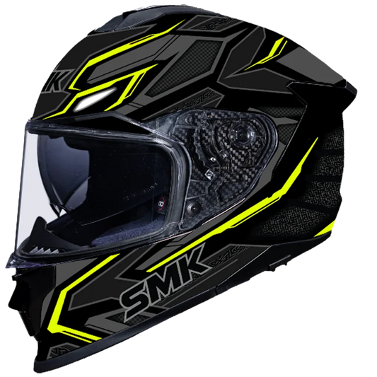 SMK Titan Panther Gloss Black Grey Yellow (GL264) Helmet - AH Helmets