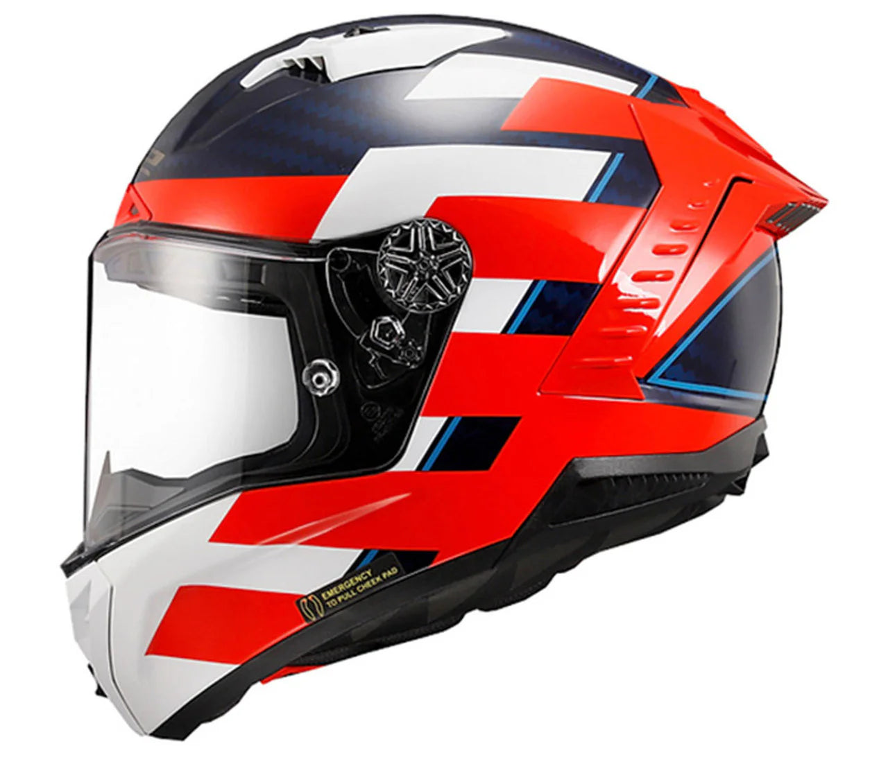 LS2 FF805 THUNDER Carbon GP Alliance Gloss Red Blue White Helmet (FIM Certified) - AH Helmets
