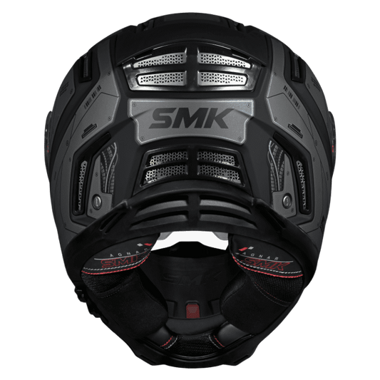 Smk Agnar Cyborg Gloss Black Grey Helmet - GL266 (ECE 22.06)