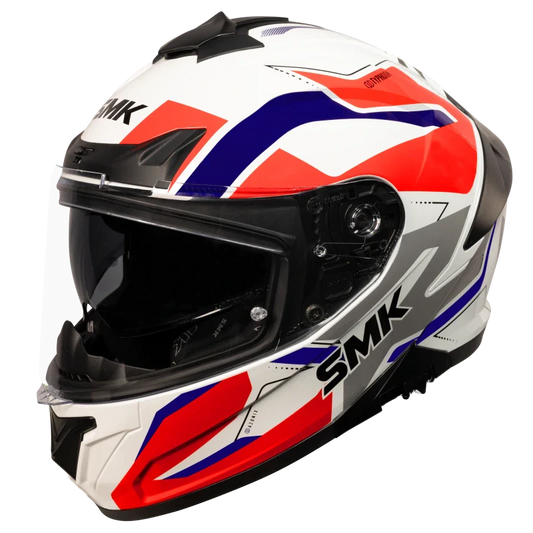 SMK Typhoon Azonix Gloss White Red Blue (GL135) Helmet ECE 22-06 - AH Helmets