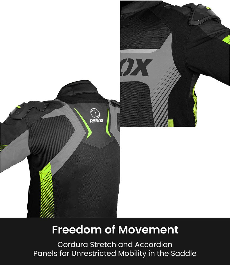 RYNOX APEX EVO CE CERTIFIED CLASS AA JACKET (BLACK-HI-VIZ) - AH Helmets