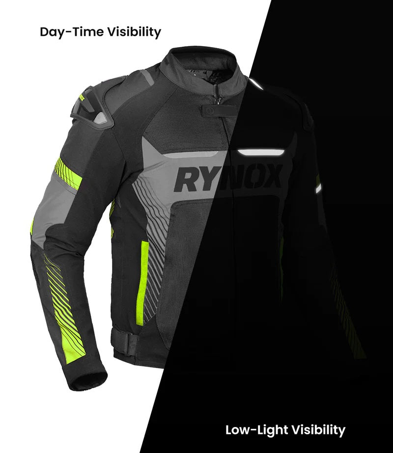 RYNOX APEX EVO CE CERTIFIED CLASS AA JACKET (BLACK-HI-VIZ) - AH Helmets