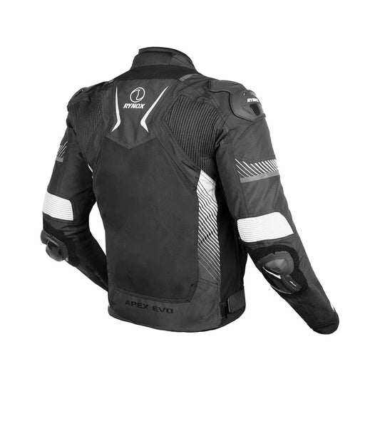 RYNOX APEX EVO CE CERTIFIED CLASS AA JACKET (BLACK-WHITE) - AH Helmets
