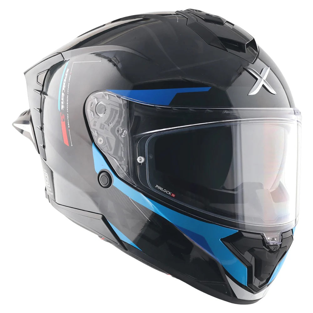 Axor Brutale Krytic Black Blue Dual Spoiler Helmet - AH Helmets