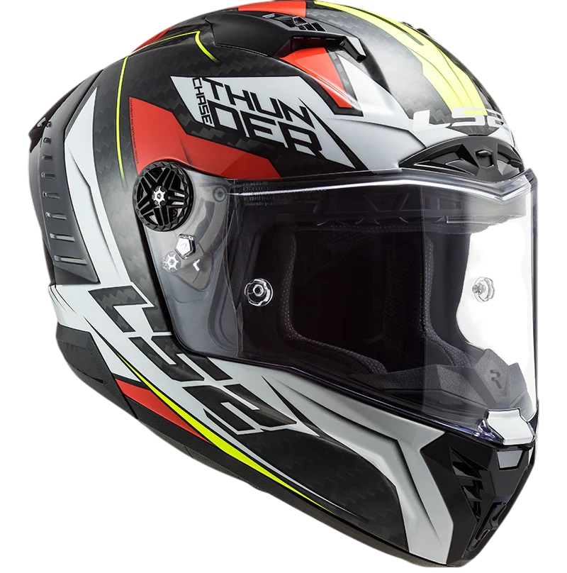 LS2 FF805 THUNDER Carbon Chase Gloss White Red Helmet - AH Helmets