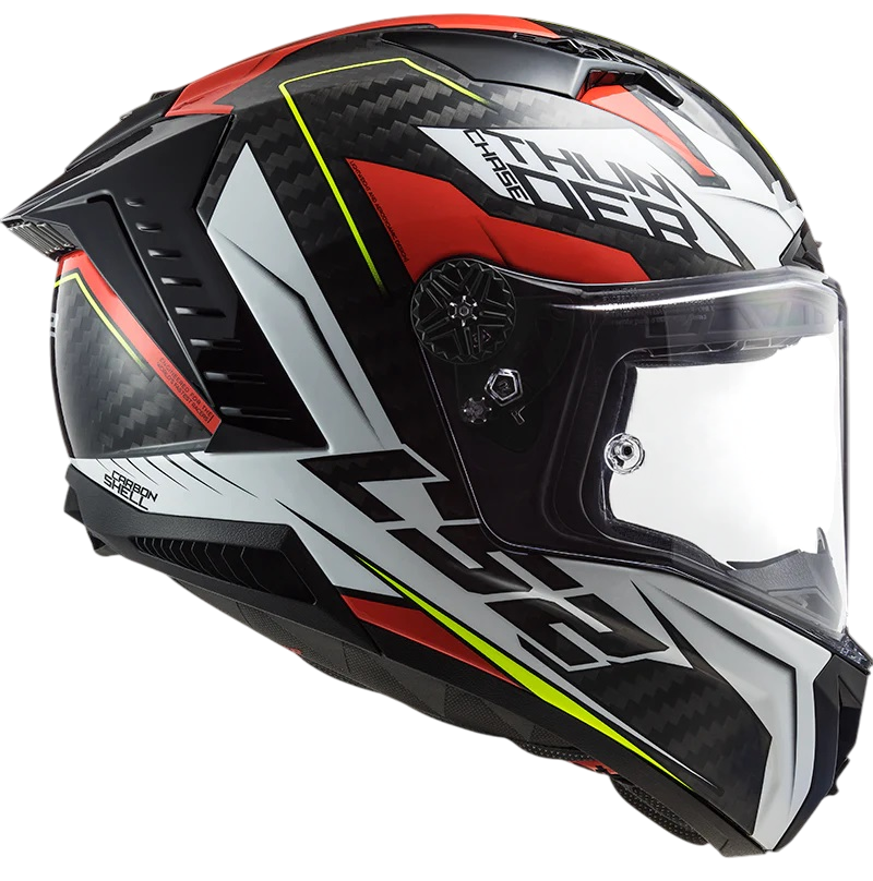 LS2 FF805 THUNDER Carbon Chase Gloss White Red Helmet - AH Helmets