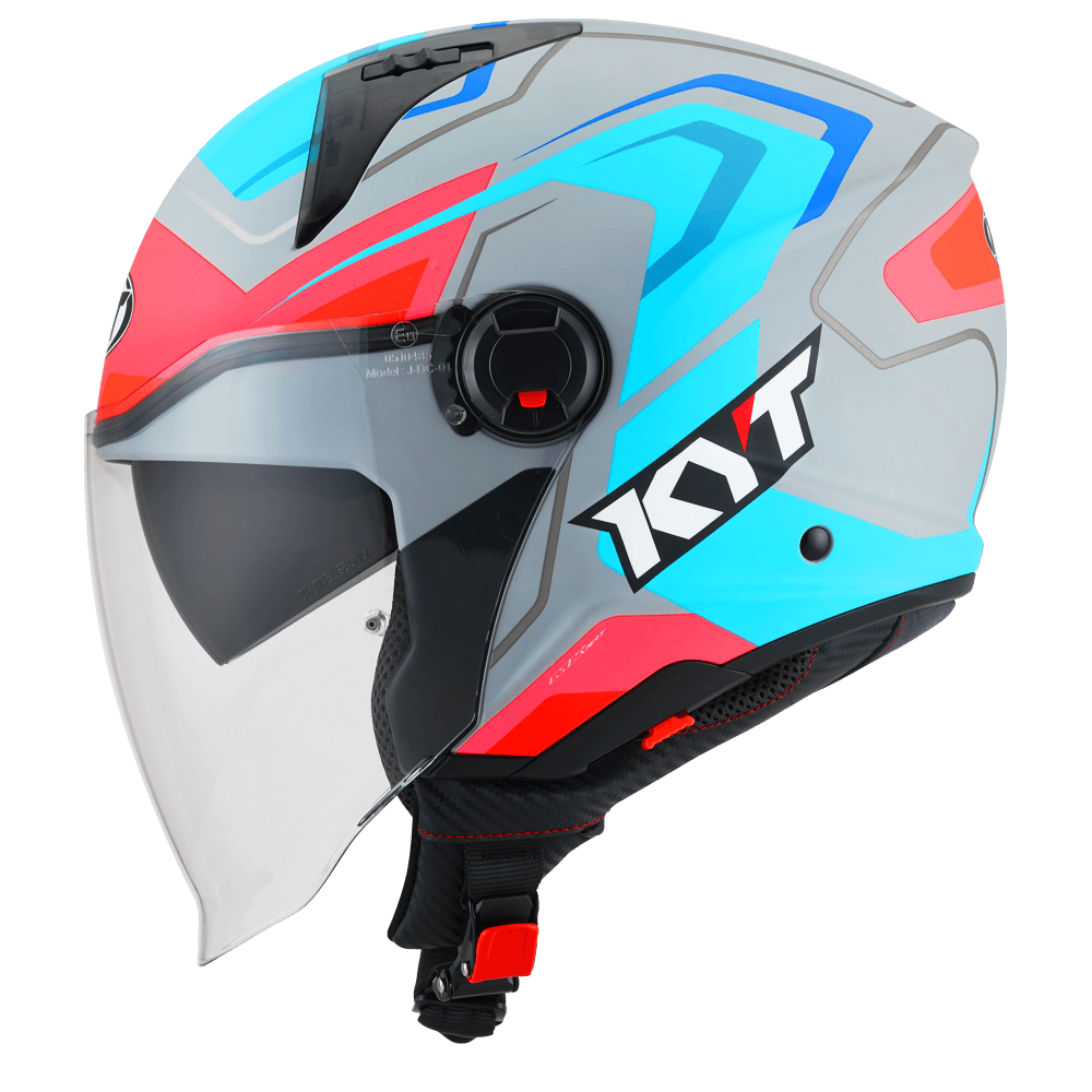 KYT D-City OVERTECH MATT ASPHALT GREY BLUE HELMETS