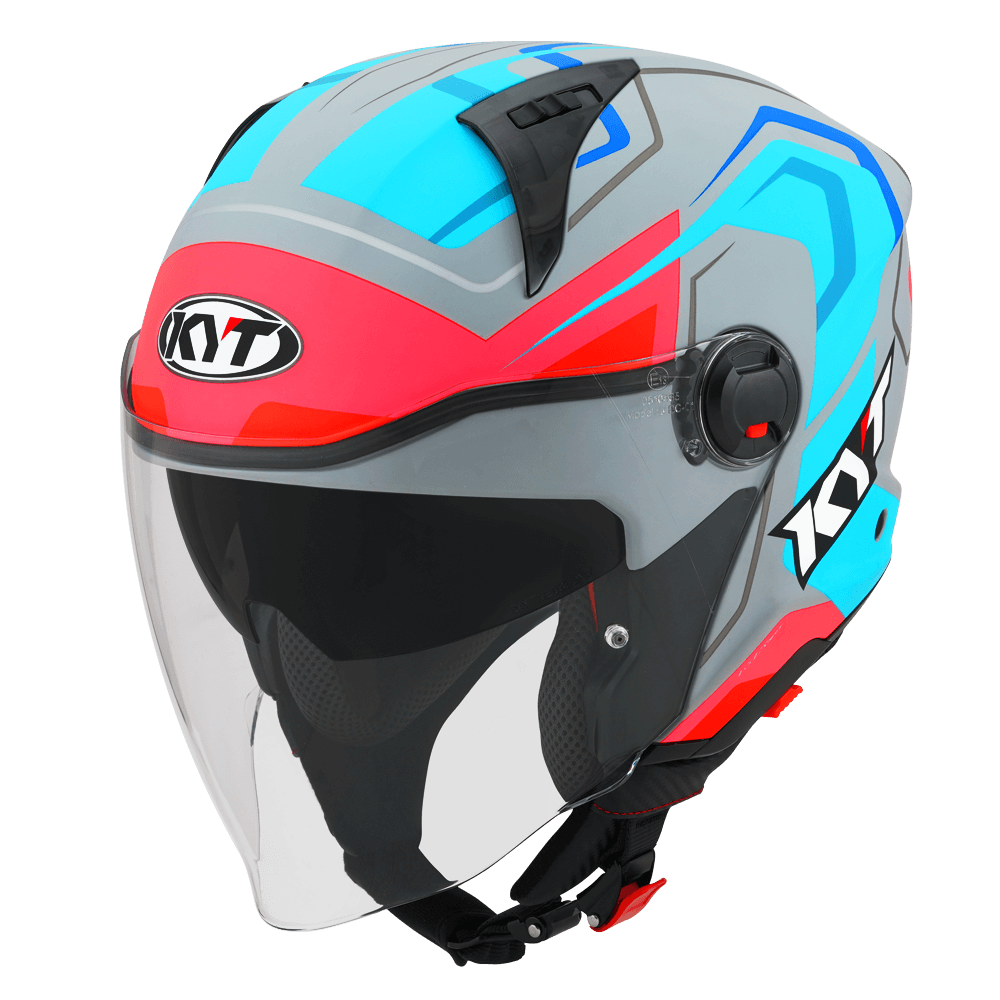 KYT D-City OVERTECH MATT ASPHALT GREY BLUE HELMETS