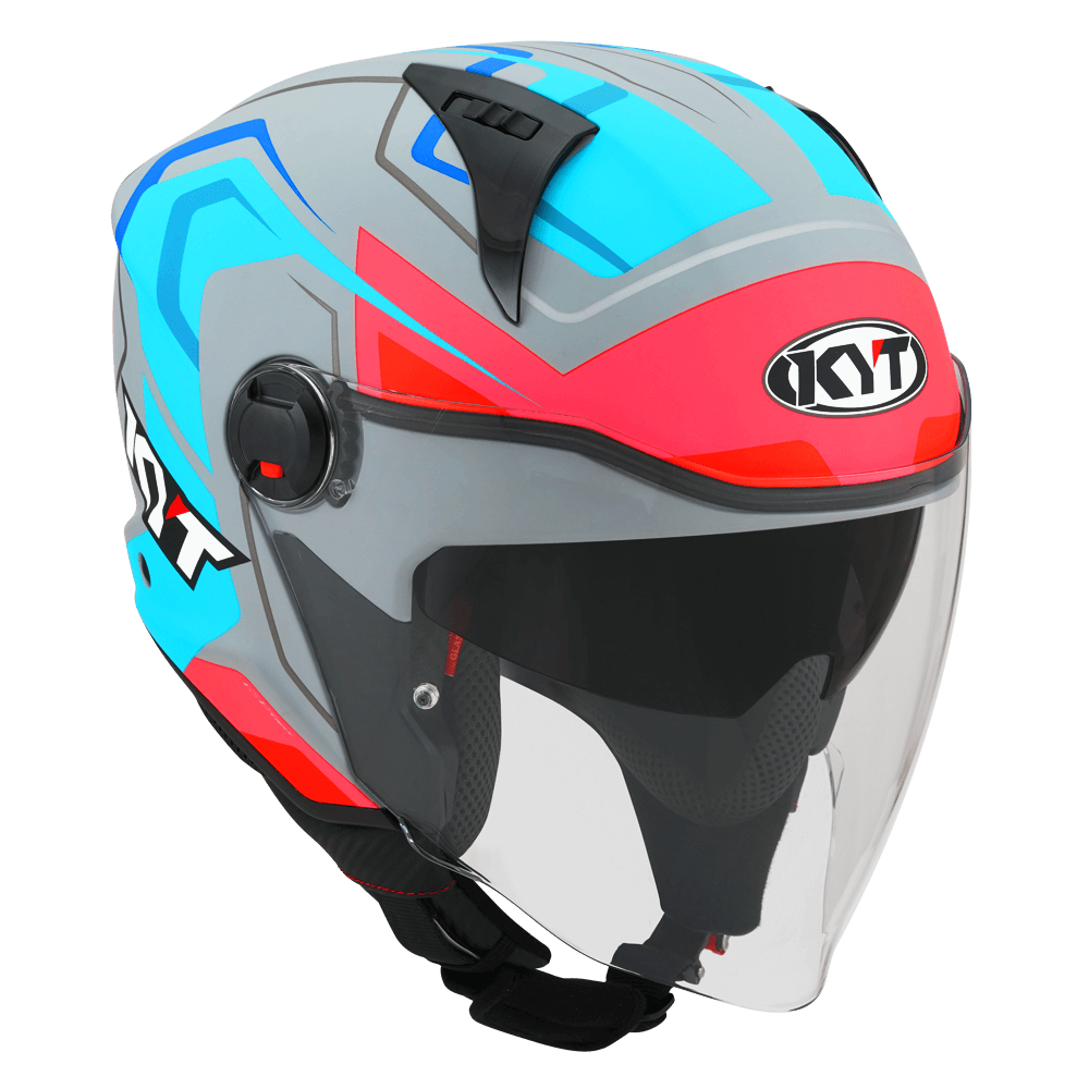 KYT D-City OVERTECH MATT ASPHALT GREY BLUE HELMETS