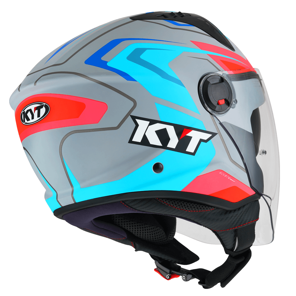 KYT D-City OVERTECH MATT ASPHALT GREY BLUE HELMETS