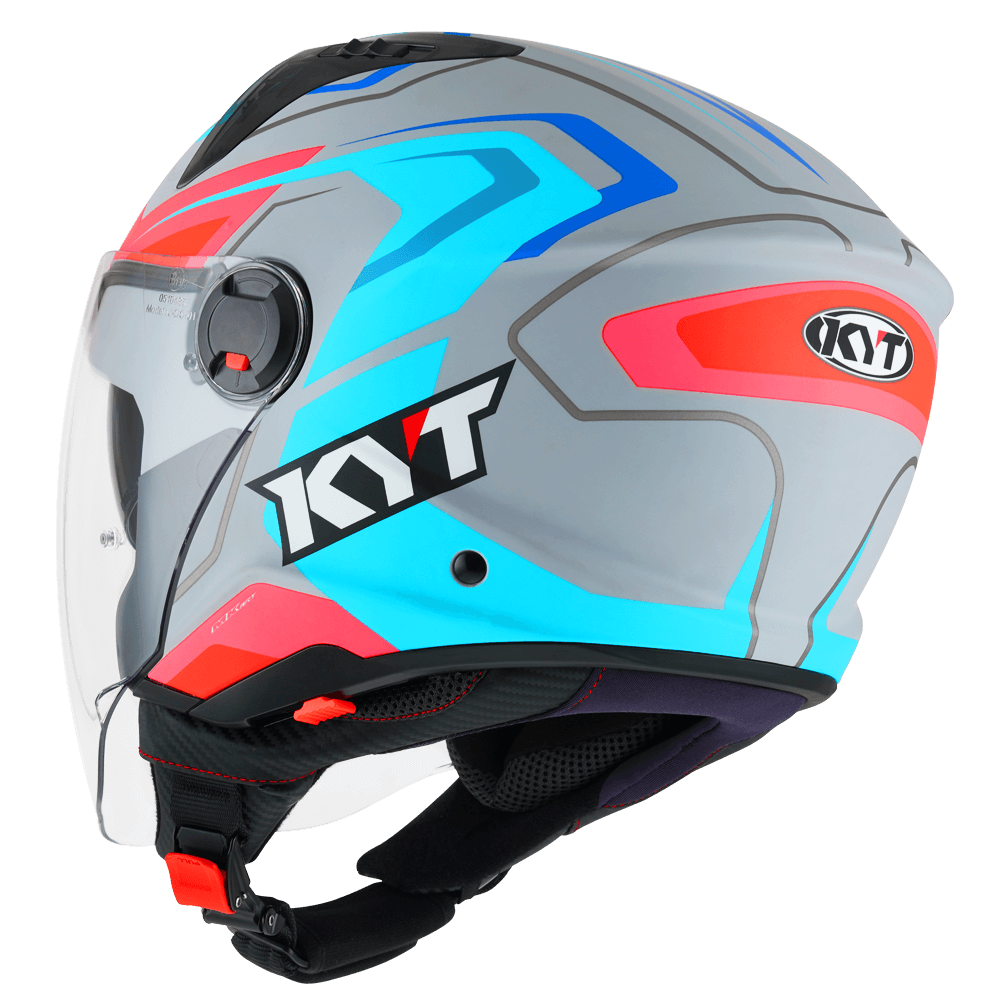KYT D-City OVERTECH MATT ASPHALT GREY BLUE HELMETS