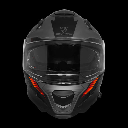 Steelbird IGNYTE IGN-16 GLOSSY DARK GREY ANTHRACITE WITH RED ORANGE ISS DOT Helmets