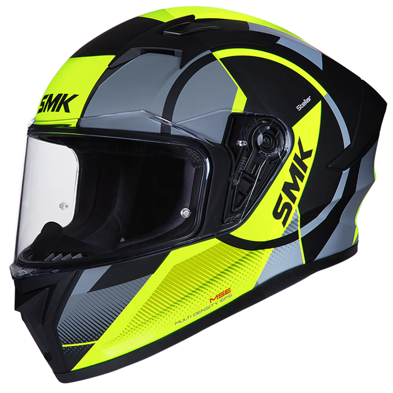 SMK Stellar Sports Faro Gloss Black Grey Yellow (GL264) Helmet