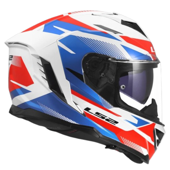 LS2 FF818 STORM III KOMAI GLOSS WHITE BLUE RED (ECE 22.06)
