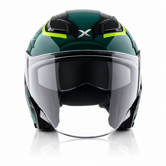 AXOR KYLO BLISS HALF HELMETS- GLOSS GREEN NEON YELLOW