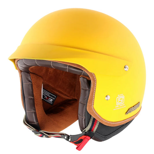 Axor Retro Jet West With Peak Helmet Dull Yellow - AH Helmets