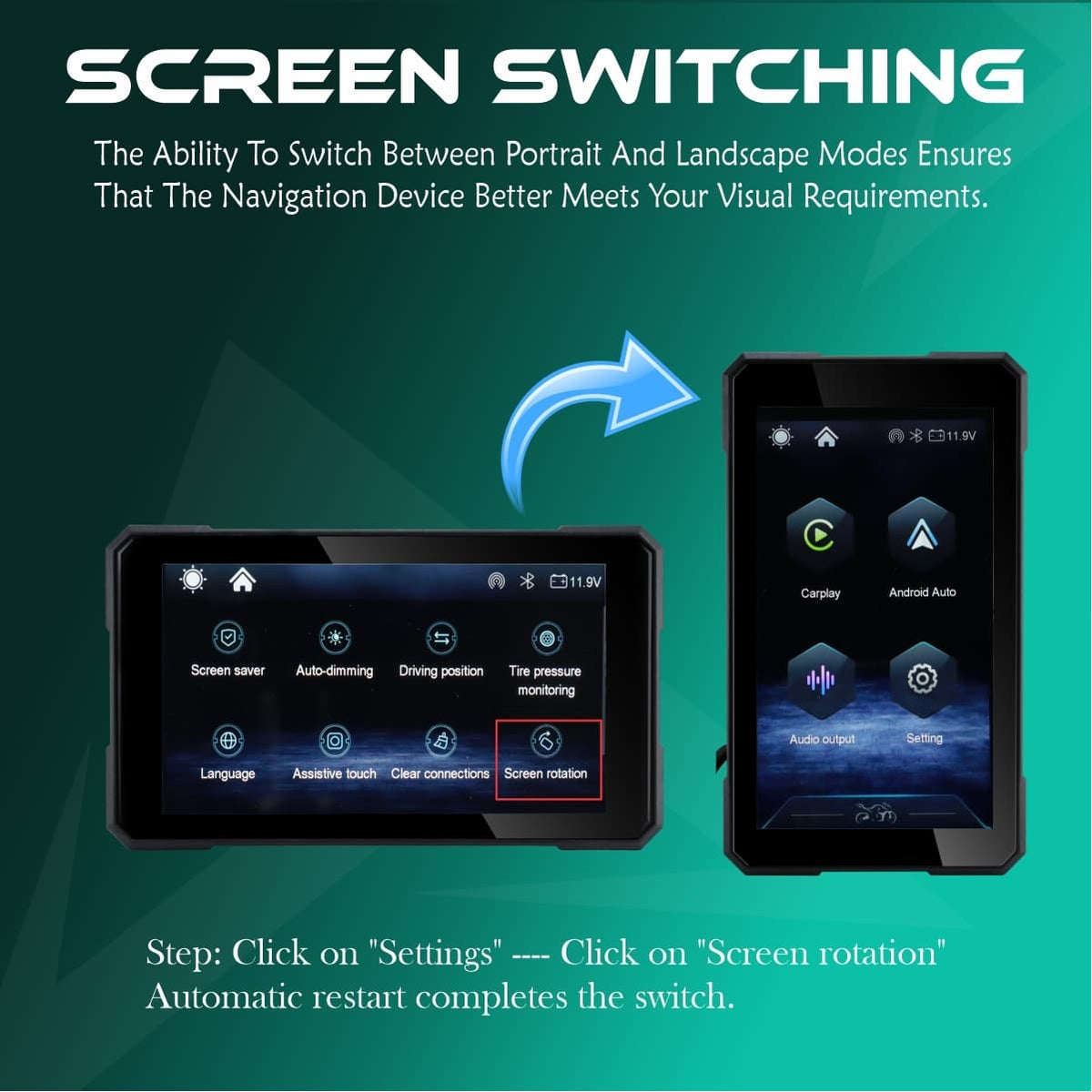 Simtac motorcycle GPS CarPlay & Android Auto system – M3