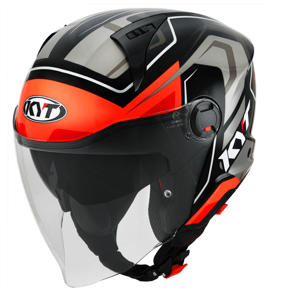 KYT D-City OVERTECH BLACK ORANGE FLUO HELMETS