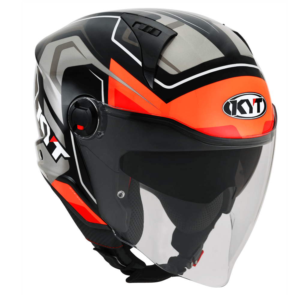 KYT D-City OVERTECH BLACK ORANGE FLUO HELMETS