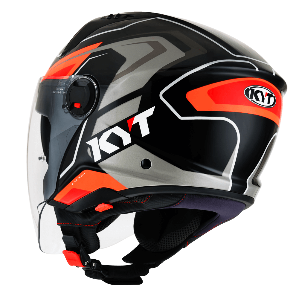 KYT D-City OVERTECH BLACK ORANGE FLUO HELMETS