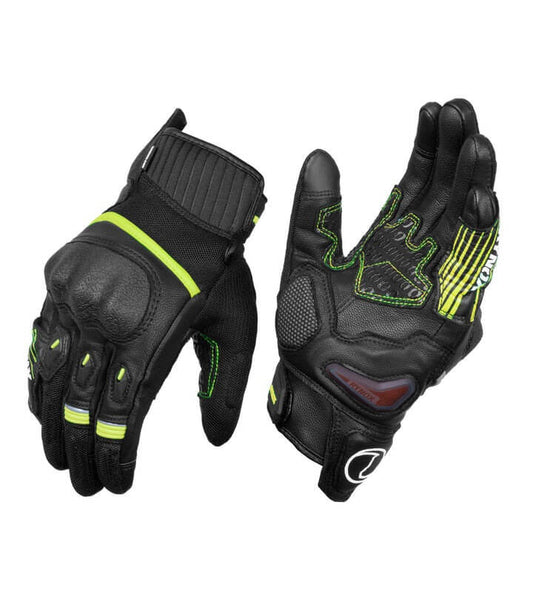 Rynox tornado Pro 4 Black Hiviz Green Gloves - AH Helmets