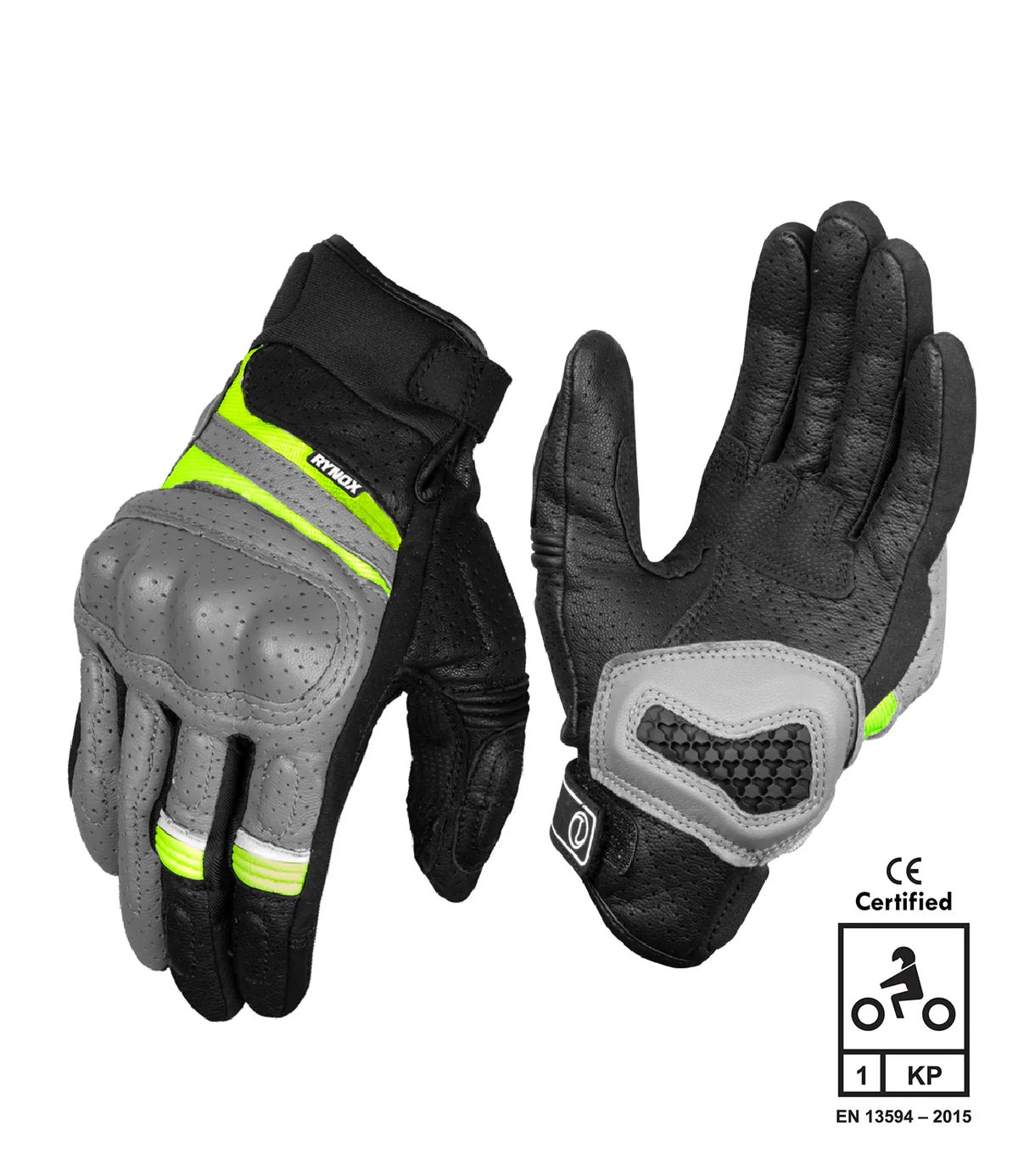 Rynox Air GT SP Grey Hi-Viz Green Gloves