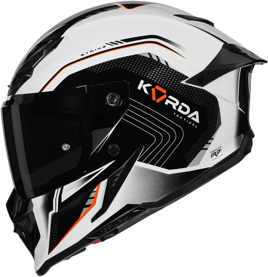 KORDA ICON STRIKE GLOSS WHITE BLACK FLO.ORANGE HELMET(Dual visor)
