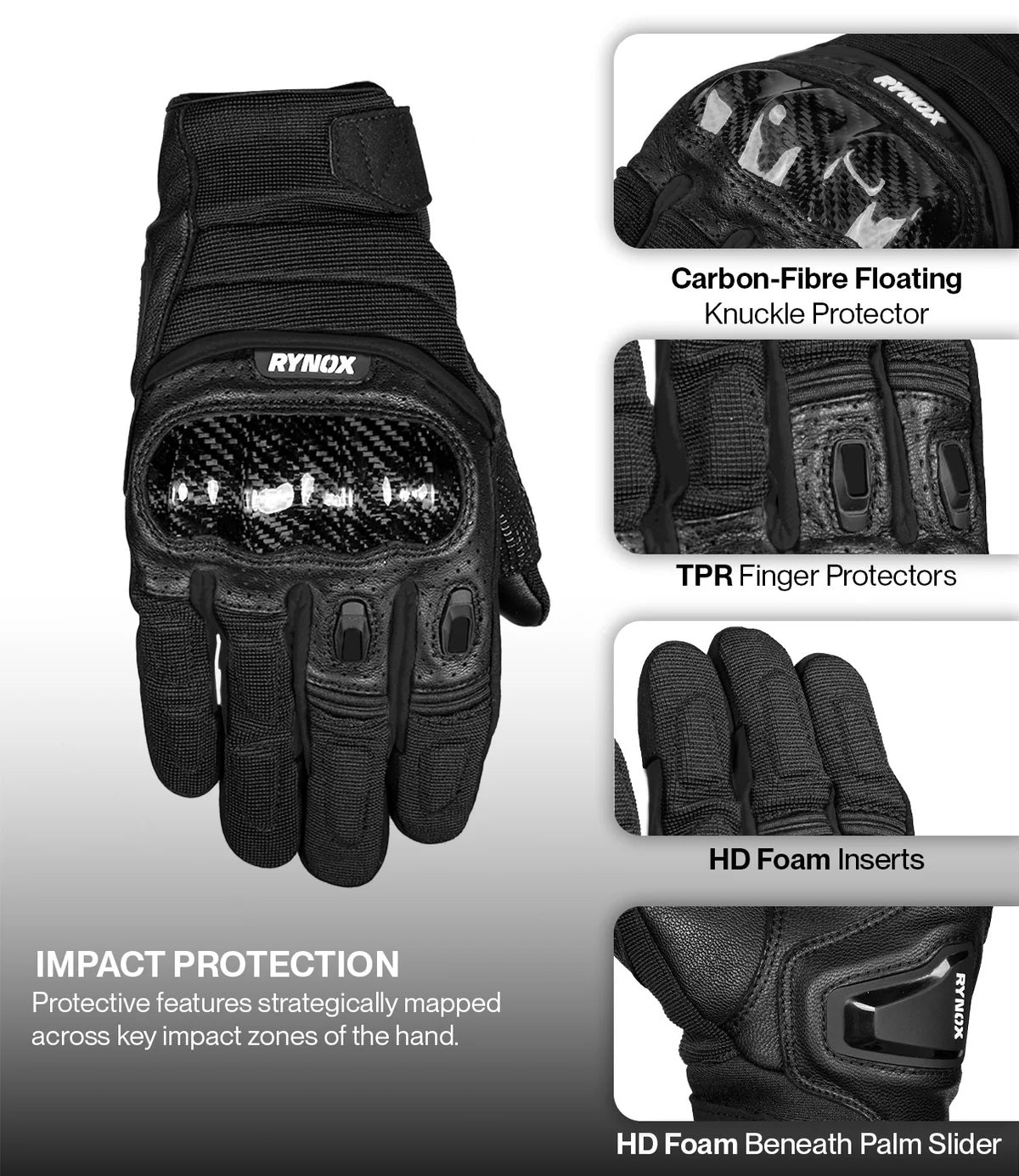 RYNOX STRIKER GT GLOVES (ALL BLACK)