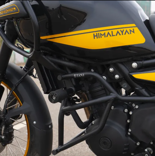 ZANA Crash Guard For Himalayan 450 (With Slider Black Texture,Mild Steel) Type-1 - AH Helmets