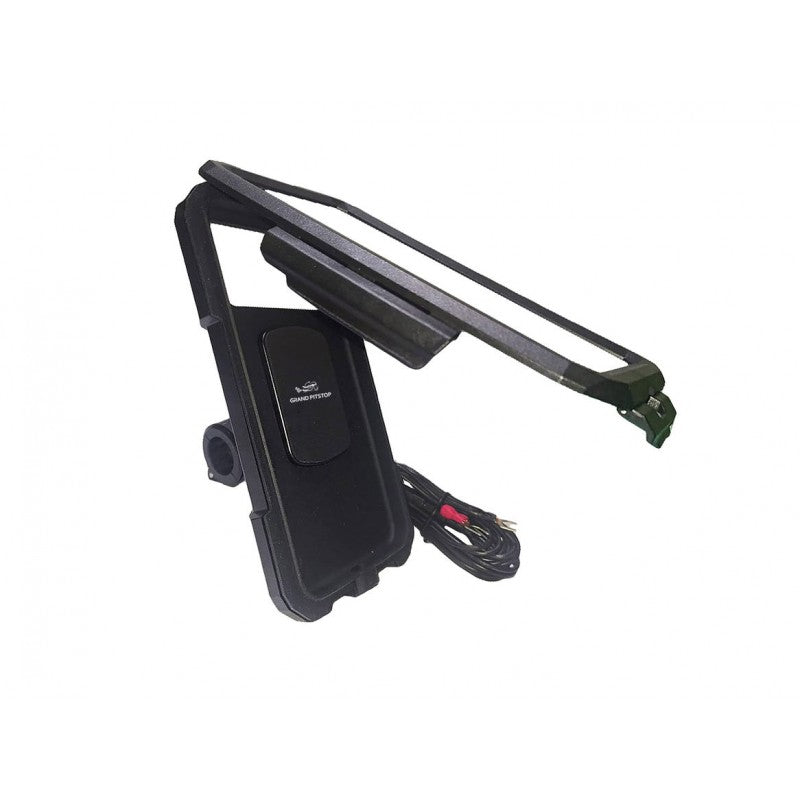 GrandPitstop Handlebar Mount Fully Waterproof Mobile Phone Holder Mount with Fast 15W Wireless & USB-C Input/Output Charger