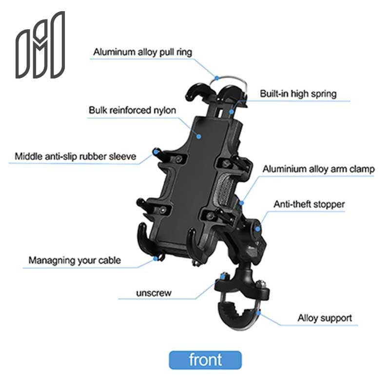 MH Moto M54 Phone Holder With antitheft lock ,vibration dampner & Gopro mount - AH Helmets