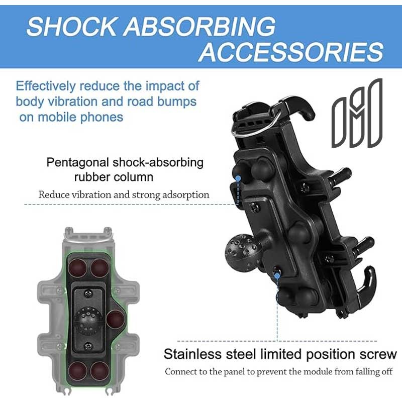 MH Moto M54 Phone Holder With antitheft lock ,vibration dampner & Gopro mount - AH Helmets