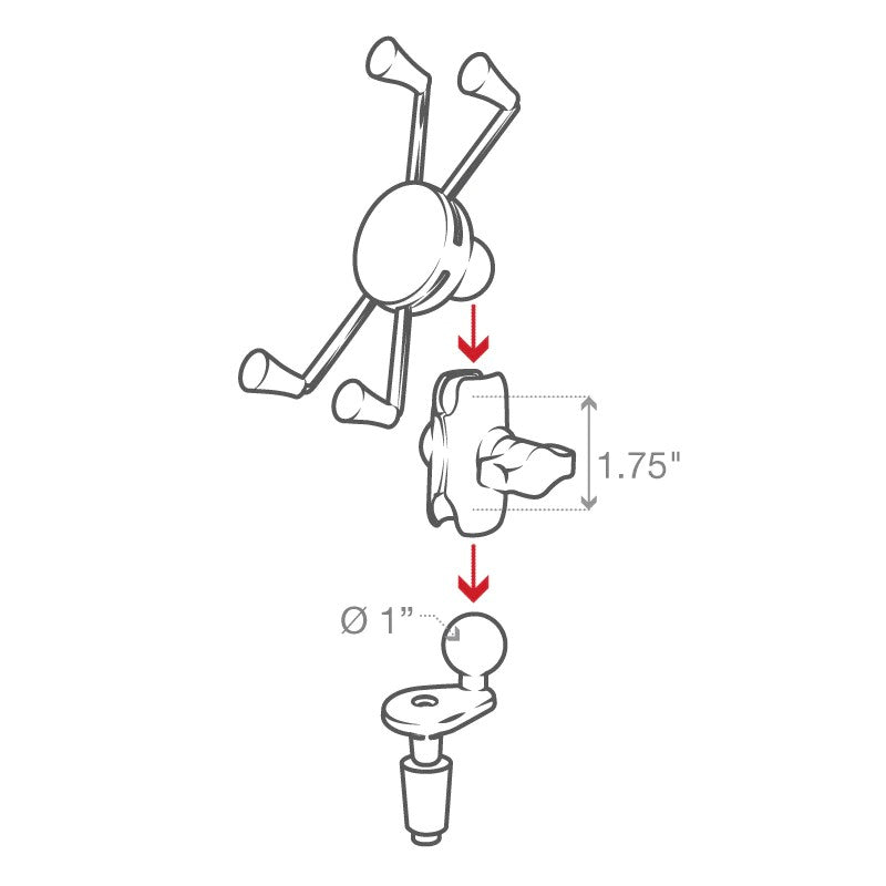 RAM® X-Grip® Large Phone Mount with Motorcycle Fork Stem Base RAM-B-176-A-UN10U