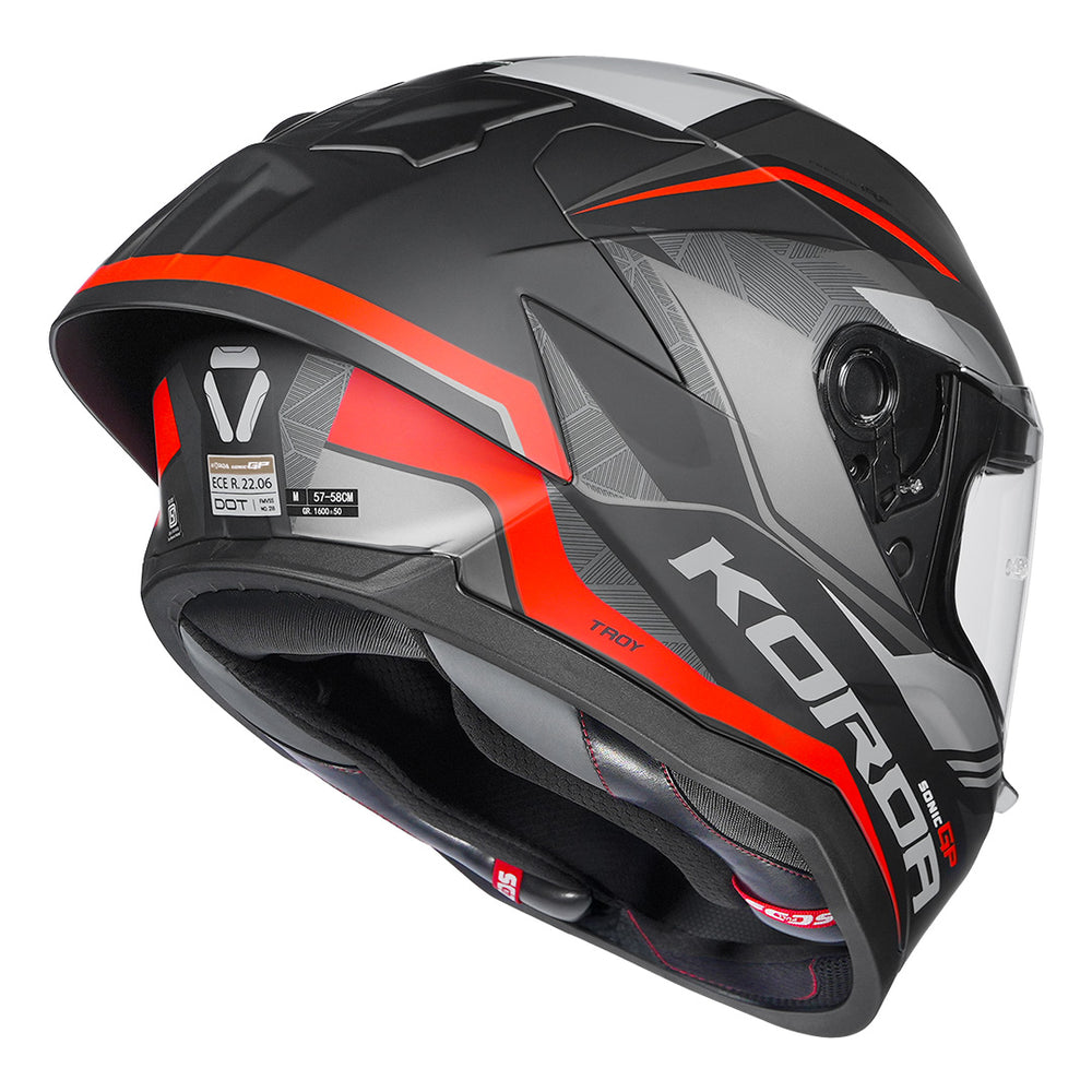 KORDA SONIC GP TROY MATT RED HELMET (Dual visor)- Free Smoke Visor