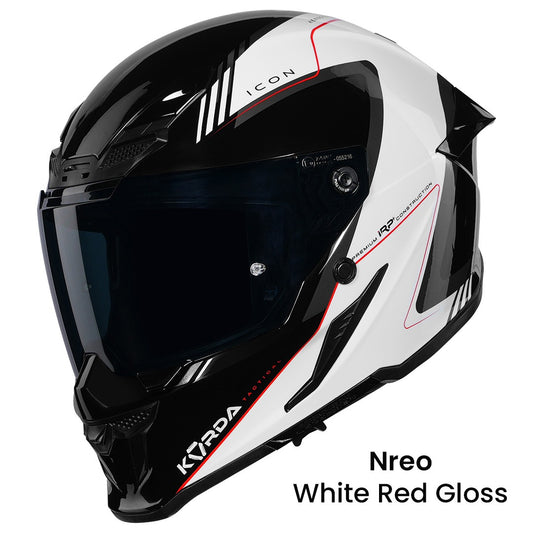KORDA ICON NERO GLOSS  WHITE RED HELMET (Dual visor)