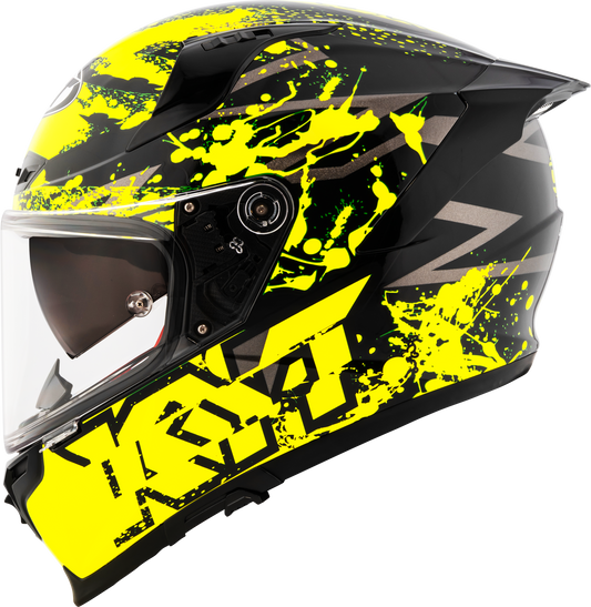 KYT Striker 2V Nutron Gloss Black Yellow Helmets - AH Helmets