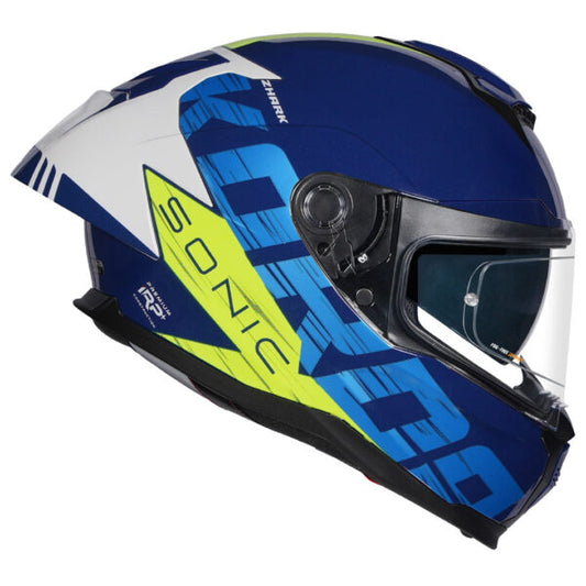 KORDA SONIC GP ZHARK GLOSS  WHITE BLUE W/P HELMET (Dual visor)
