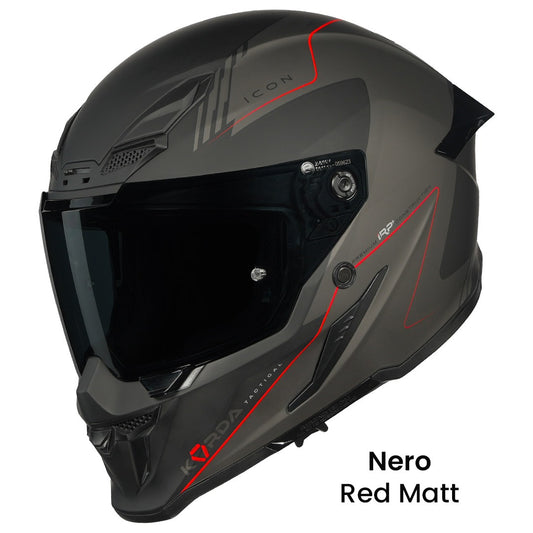 KORDA ICON NERO MATT RED HELMET (Dual visor)