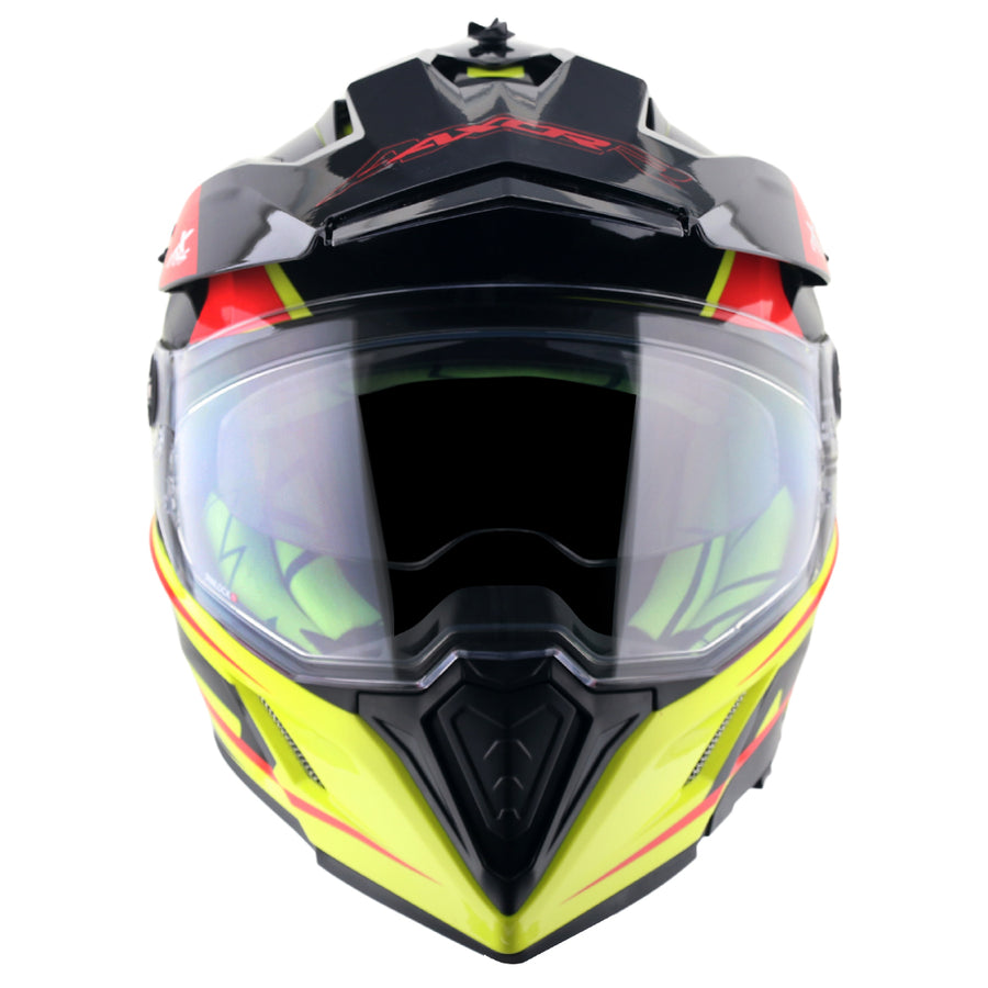 Axor X-Cross Dual Visor FlagsOff Gloss Neon Yellow Black Helmet