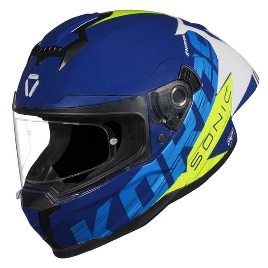 KORDA SONIC GP ZHARK GLOSS  WHITE BLUE W/P HELMET (Dual visor)