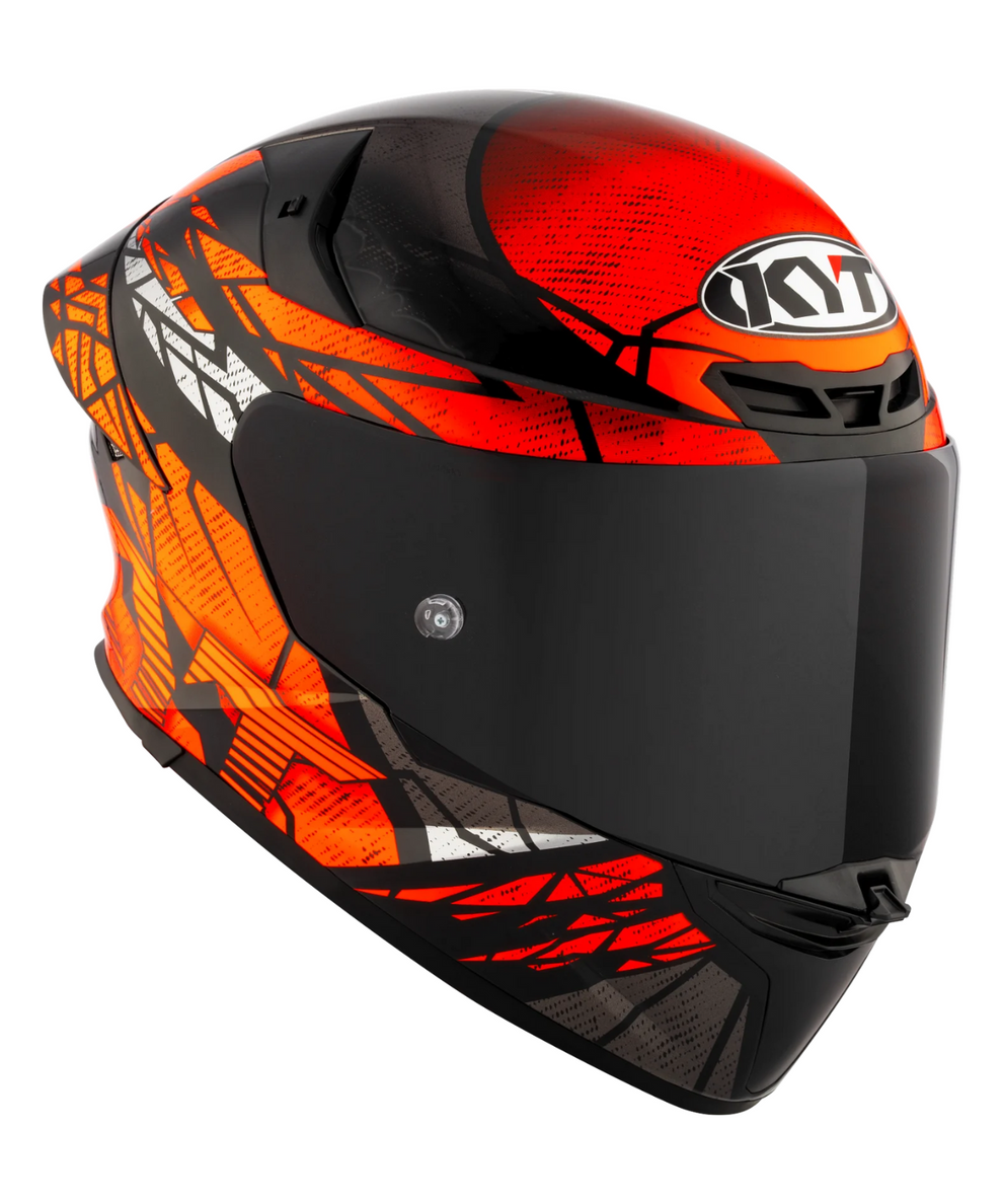 KYT TT Revo Combustion Gloss Black Orange Helmet - AH Helmets