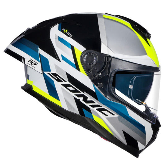 KORDA SONIC GP MOZE GLOSS GREY FLO YELLOW  W/P HELMET (Dual visor)