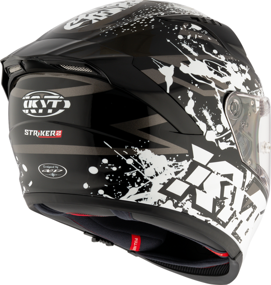 KYT Striker 2V Nutron Gloss Black White Helmets - AH Helmets