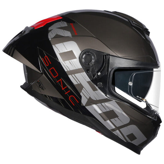 KORDA SONIC GP ZHARK GLOSS BLACK GREY REDW/P HELMET (Dual visor)
