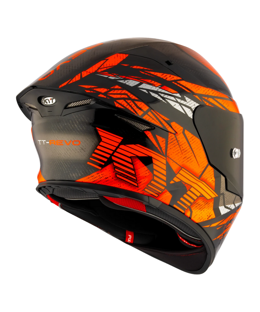 KYT TT Revo Combustion Gloss Black Orange Helmet - AH Helmets