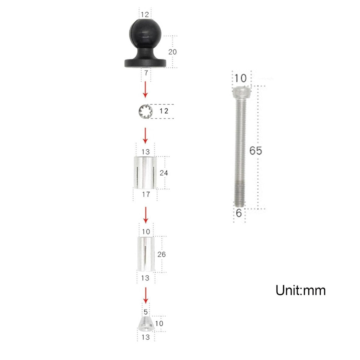 MH MOTO UNIVERSALSTEM MOUNT FOR MOTORCYCLE MOBILE HOLDER