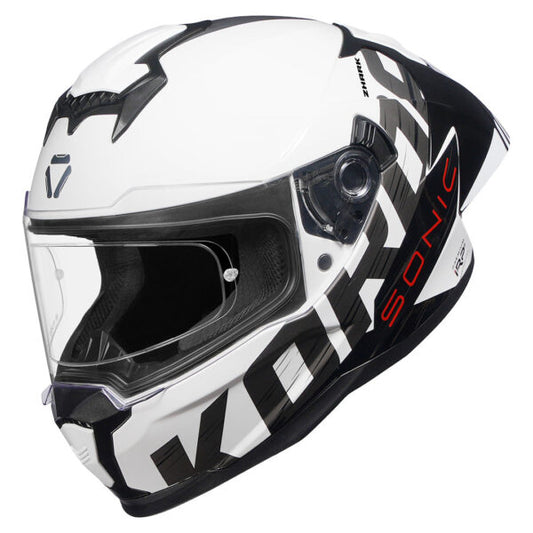 KORDA SONIC GP ZHARK GLOSS BLACK WHITE W/P HELMET (Dual visor)