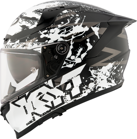 KYT Striker 2V Nutron Gloss Black White Helmets - AH Helmets