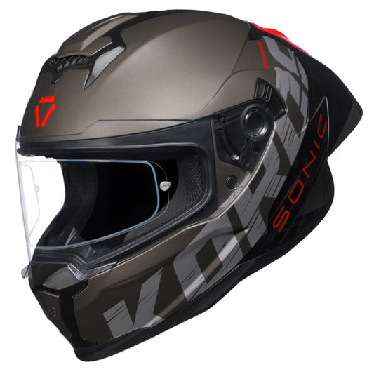 KORDA SONIC GP ZHARK GLOSS BLACK GREY REDW/P HELMET (Dual visor)