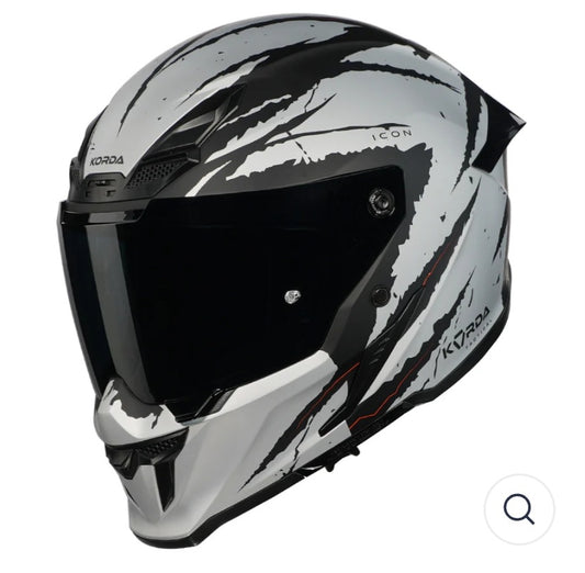 KORDA ICON FALLOUT MATT SILVER HELMET(Dual visor)